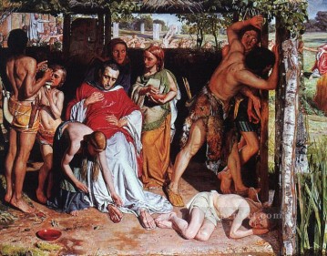 William Holman Hunt Painting - Una familia británica convertida que protege a un misionero cristiano de la persecución de los druidas C. El británico William Holman Hunt